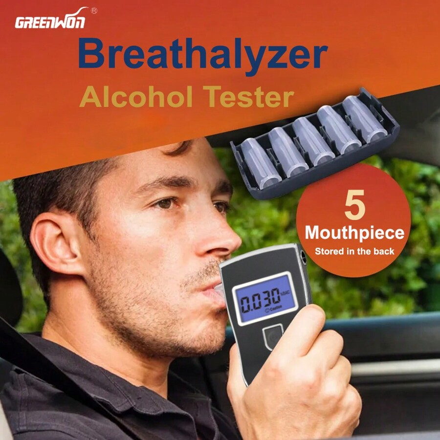 1pc Professional Breathalyzer, Digital Alcohol Tester LCD Screen Display Three Unit Values for