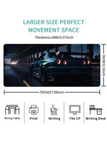 1入組汽車風格長型鼠墊電腦高清鍵盤墊,適用於遊戲和辦公室使用,防滑鼠墊桌墊天然橡膠防滑辦公室鼠墊 - 彩色 - 查看 3