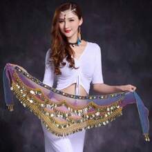 舞蹈服裝腹舞亮片流蘇裙,時尚的肚皮舞腰帶裙子