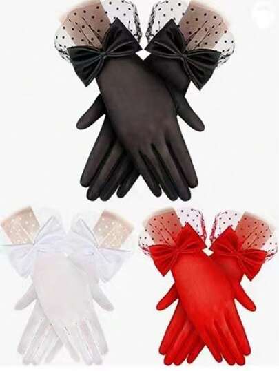 1pair Women's Sexy Bridal Gloves With Fingerless Design For Wedding, Evening Dress Decoration Halloween Autumn Accessories