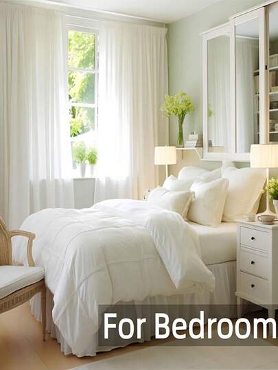 2 Paneele weiße Vorhänge im Bali-Stil aus transparentem Stoff, für Wohnzimmer, Schlafzimmer, Esszimmer und Eventdekoration