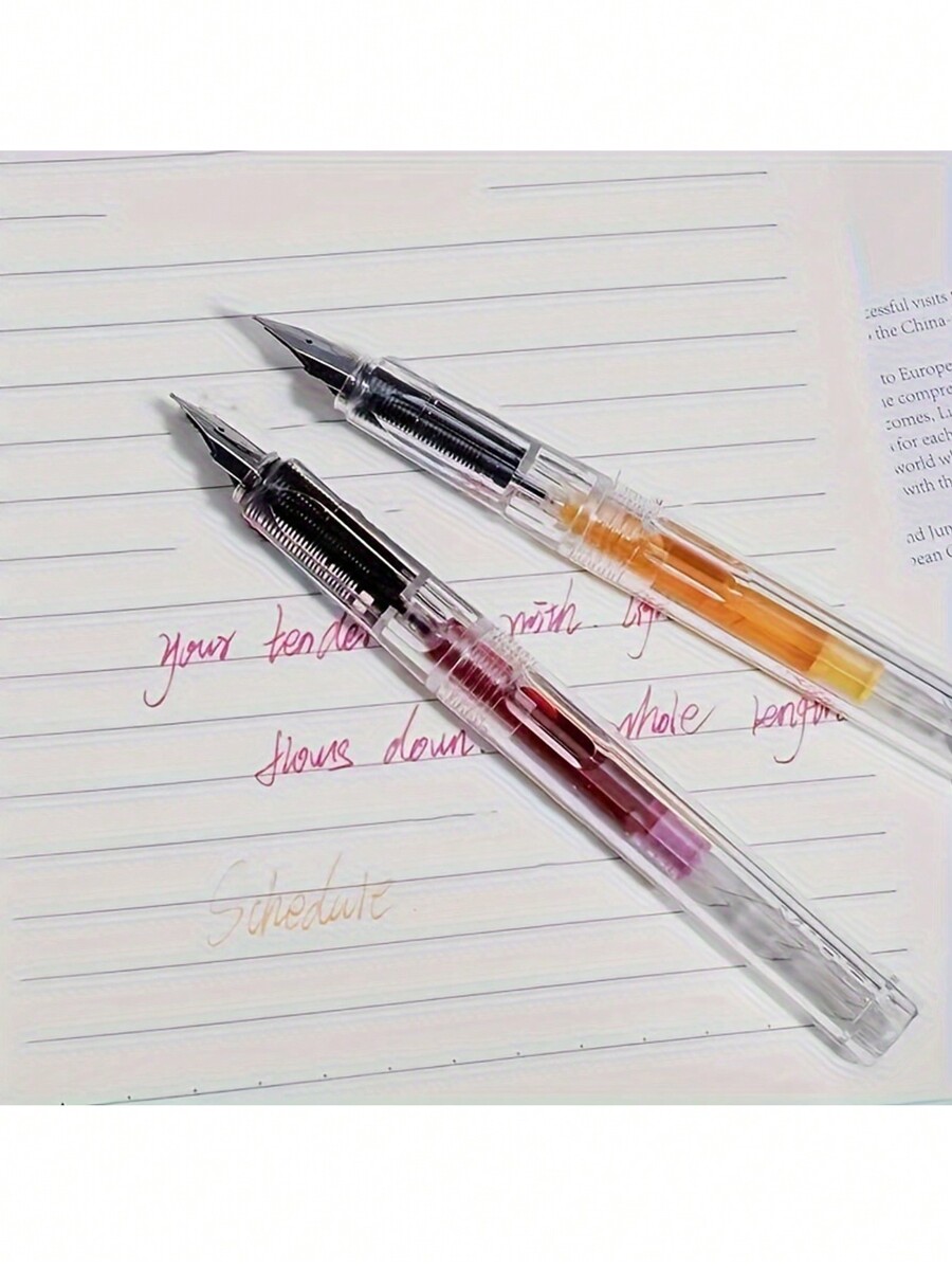 1pc Pen*2+(1pc Pen+10pcs Color Ink),0.38mm Color Transparent Fountain ...