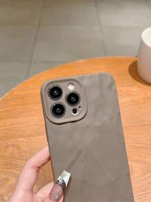Shockproof Asymmetric Ripple Solid Color High-End Pleated Anti-Fall Phone Case Full Coverage Lens Protection Compatible With Apple 14 Pro Max 13 12/12 Pro 11 XS/XR And Stylish Spring Gift - Brown - View 2
