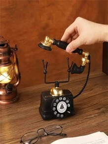 1pc Classic Retro Decorative Telephone, Nostalgic Antique Landline Phone, Home/Office Decor, Photography Prop, Unique Gift For Valentine's Day, Thanksgiving, Housewarming - Black - View 9