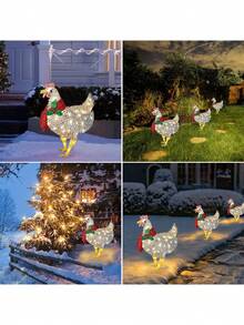 1pc Led Light Up Rooster Scarf, Animal Decor Festival Decoration, Random Light Color For Indoor & Outdoor Courtyard Lawn Garden Decoration - Multicolor - View 5