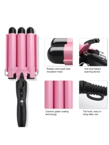 Ceramic Hair Curling Iron, 3 Barrel Ceramic Curling Iron Wand, Hair Curler, Hair Styling Tool, Curling Iron Wand, Durable, For All Hair Types For Home Use For Beauty, Holiday Gift - EU C Type Plug(220-240V) - View 8