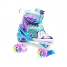 Tieners Modieuze dubbele rij rolschaatsen, paarse kleur met kleurrijke knipperende wielen, Seashell Ocean Element Zeemeermin traditionele rolschaatsen