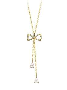 ELSEDES 1pc S925 Sterling Silver Handmade Butterfly Shaped Studded With Sparkling Gems Pendant Necklace, Showcases Brilliant Charm, Quality Jewelry, Suitable For Women's Daily, Party, And Anniversary Outfits - Gold - View 7