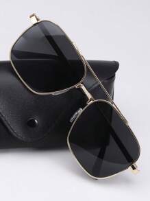 1/2/3/4 Pairs Combo, Men's Square Luxury Fashion Glasses, Metal Frame Design, Single Pair Comes With 1 Elegant Glasses Case, & Versatile, Attracts All Eyes. For Daily Life, Beach, Driving And Outdoor Travel Accessories, Also Provides UV Protection.