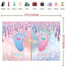 派对照片背景面料蓝色粉色脚性别揭示派对他或她家庭聚会欢迎派对横幅装饰照片道具乙烯基，圣诞节 - 彩色 - 查看 4