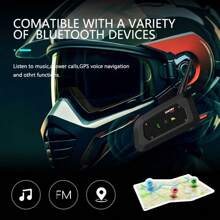 1 pieza XiNOWy V6 PRO Intercomunicador de casco de motocicleta, auricular con Bluetooth para 2 pilotos, reproductor de música de 800M, interfaz de audio impermeable de 3.5mm - Paquete individual V6 PRO 3,5 mm - Ver 7
