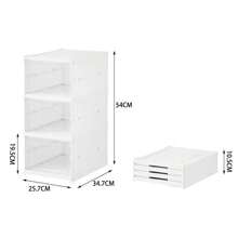 LIVINGANDHOME Living And Home 3/6-Tier Foldable Shoe Storage Box Unit, 6-Compartment White Foldable Shoe Storage Unit, Stackable Shoe Organiser With Transparent Design, High-Capacity Foldable Shoe Rack, Space-Saving Design Shoe Box, Ventilated Stackable Shoe Container, With Convenient Front Lid – PP + PS Material – Ideal For Organising Footwear, Keeping Shoes Clean & Odour-Free, Home Storage Solution, Perfect For Seasonal Use - White - View 11