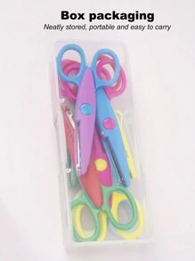 Small Handicraft Scissors, Floral Pattern Photo Album Cutting Wave Scissors, Adult Paper Craft Scissors(Random Color) - 6 Tooth Saw Shears + 1 Straight Line Shear - View 12