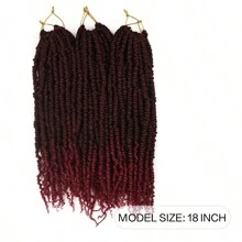 Tomo品牌12 18 24英寸豔紅捻扭發,預捻套扣合成纖維髮編織扩展髮 - 漸層 - 查看 3