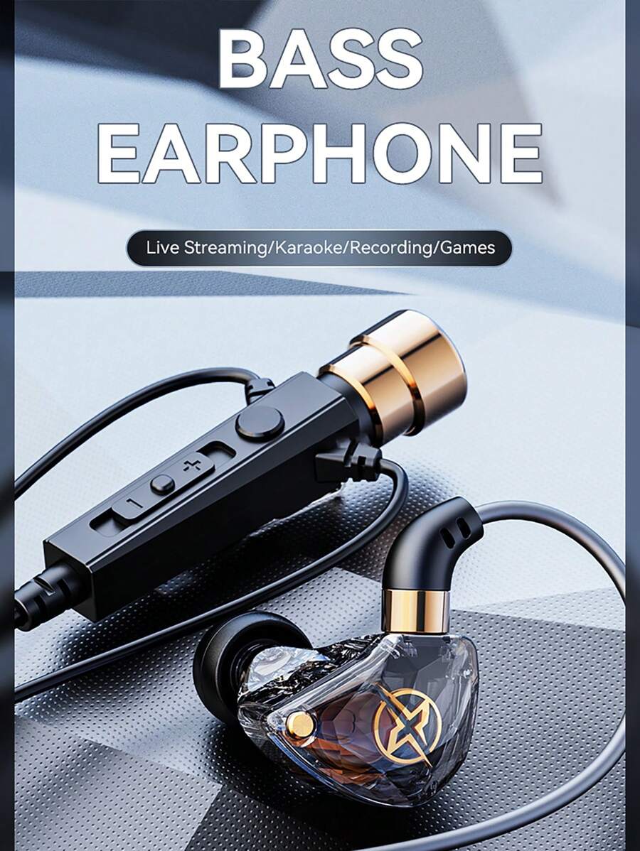 QKZ QKZ 3.5MM Karaoke Earphone Wired Headset With HD Mic Noise-Proof Surround Stereo For Live Streaming Recording Music Game Singing HIFI Subwoofer KTV