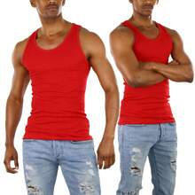 ToBeInStyle Men's Cotton Tank Tops - 紅色 - 查看 5