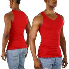 ToBeInStyle Men's Cotton Tank Tops - 紅色 - 查看 4