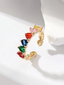 Hihho 1 件可调节时尚彩色锆石镶嵌彩虹系列戒指，多种风格选择，适合优雅女性，日常装饰