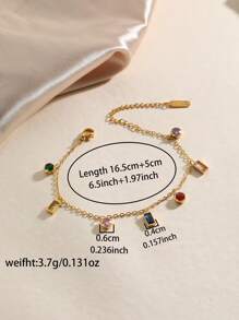 مجموعة مجوهرات فاخرة وأنيقة قطعتين، سوار وعقد من الفولاذ المقاوم للصدأ مطلي بذهب عيار 18 قيراط مزينة بسيكولوجية الألوان وزركونيا، مناسبة للنساء للارتداء في العطلات والحفلات وفي الاستخدام اليومي - ذهبي أصفر - مشاهدة 8