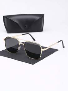1/2/3/4 Pairs Combo, Men's Square Luxury Fashion Glasses, Metal Frame Design, Single Pair Comes With 1 Elegant Glasses Case, & Versatile, Attracts All Eyes. For Daily Life, Beach, Driving And Outdoor Travel Accessories, Also Provides UV Protection.