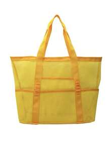 1 Bolsa Grande De Playa Con Malla A Prueba De Arena, Bolsa De Viaje Grande Para Nadar, Con Cremallera Y Bolsillos Adicionales Para Juguetes Y Otros Esenciales De Vacaciones En La Playa Y Cruceros - Amarillo - Ver 4