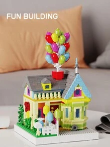 Mini Up Flying House With Balloons Micro Building Blocks Model Set City Construction Bricks Toys Desktop Home Decor Room Decoration - Multicolor - View 2