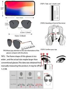 1 Pair Metal Punk Classic Oversized Aviator Frame Fashionable Fashion Glasses, Suitable For Holiday Gifts, Outdoor Travel, Camping, Beach Vacation, Summer Beach Holiday And Other Outdoor Activities - Grey - View 6