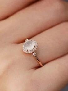 1枚時尚的鋯石戒指,為女性提供情人節禮物、結婚週年慶祝派對珠寶 - 1# - 查看 4