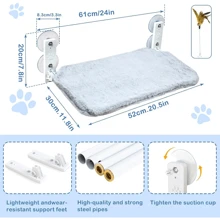 Foldable Cat Window Bed, 52x30cm Cat Hammock Window With Strong Suction Cups, Holding Up To 20kg Cat Window Perch For Cats - Grey - View 2