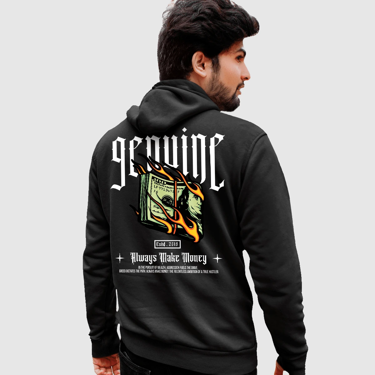 Men Hoodies - 黑色 - 查看 1