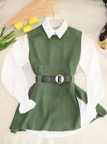 Women Two-Piece Outfits - Army Green - View 1