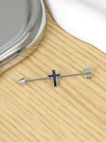 1 件朋克嘻哈风格双面手术钢工业杠铃耳环，骷髅爪螺丝，三叉戟工业杠铃耳环，酷炫哥特式配饰适合男女身体穿孔 - 銀色 - 查看 16