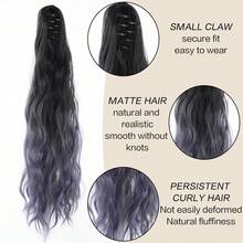 24 Pulgadas Cola De Caballo Con Garra, Extensiones De Cabello Ondulado Ombre Con Clip, Mechones De Fibra Sintética Resistente Al Calor Para Uso Diario De Mujeres - Degradado - Ver 6