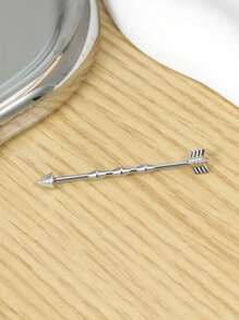 1 件朋克嘻哈风格双面手术钢工业杠铃耳环，骷髅爪螺丝，三叉戟工业杠铃耳环，酷炫哥特式配饰适合男女身体穿孔 - 銀色 - 查看 9