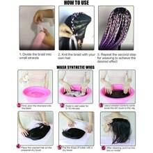 1 件 24 英寸巨型辫子合成编织发紫蓝渐变巨型接发女士 DIY 辫子适合日常/派对使用 - 漸層 - 查看 7