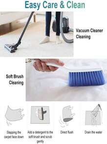 1片現代簡約風格雨滴和綠葉形狀絨面地毯,適用於客廳、臥室、餐廳、門廳裝飾,防滑 - 彩色 - 查看 6