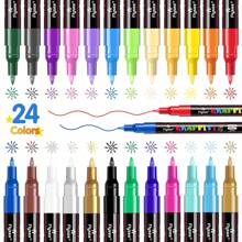12/18/24 Colors Premium Fine Tip Acrylic Paint Marker Pens, Suitable For Wood, Canvas, Stone, Rock Painting, Glass, Ceramic Surface, DIY On Various Surfaces Back To School