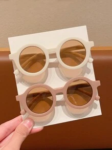 2 Pairs Cute Round Children's Glasses For Boys And Girls, Card Display Only, Shipping Not Included - Multicolor - View 1