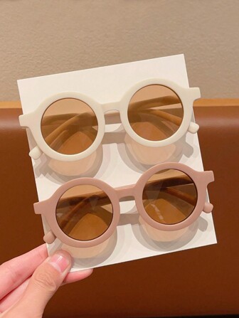 2 piezas Gafas de moda redondas lindas para bebés niños y niñas, solo tarjeta de visualización, no se envía