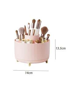 Support d'organisateur de cosmétiques cylindrique rotatif pour pinceaux de maquillage de bureau avec plusieurs compartiments et porte-rouge à lèvres et ombre à paupières, décoration de coiffeuse pour la maison