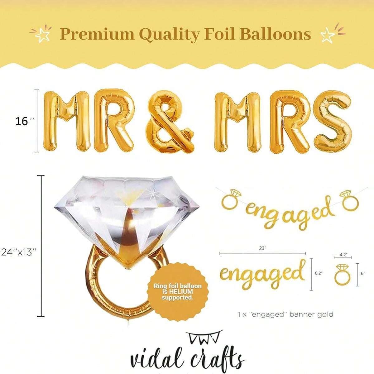 1set Gold Engagement Party Decorations White & Gold Decor With