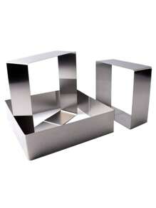 Aros Cuadrados Para Pastelería Repostería Mousses Postres 3 Piezas Acero Inoxidable 10, 15 y 20 cm Altura: 4.5cm