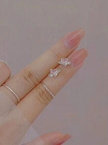 BALMORA 1對s925純銀獨特精緻的設計,浪漫行星與心形粉色耳針,適用於女士日常佩戴的珠寶禮物