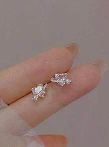 BALMORA 1對s925純銀獨特精緻的設計,浪漫行星與心形粉色耳針,適用於女士日常佩戴的珠寶禮物