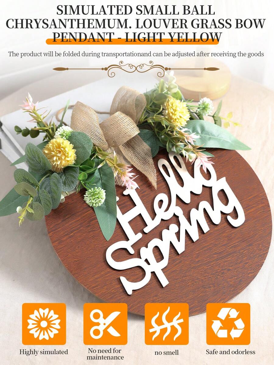 1入組38cm(h)菊花模擬仿真。威尼斯蝴蝶結掛飾,適用於家庭門掛歡迎裝飾,酒店餐廳宿舍辦公室門掛節日派對門窗掛飾背景牆裝飾掛飾 - 彩色 - 查看 1