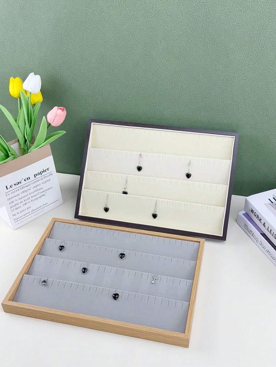 Luxury Wooden Earring And Ear Stud Display Tray For Live Stream And Counter Display, Home Jewelry Management Organizer For Desk - 50 Pairs Of Earrings Storage Tray - View 1
