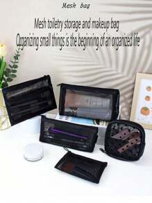 3pcs Transparent Mesh Cosmetic Storage Bags, Multi-Functional Travel Lightweight Portable Organizer, Different Sizes For Sorting Cosmetics And Toiletries Bag, Room Decor, Bags, Makeup Bag, Vanity, Travel, Make Up Bag, Travel Essentials, Organizer, Storage, Travel Essential, Makeup Organizer, Makeup Bags, Toiletry Bag, Desk Organiser, Cosmetic Bag, Makeup Pouch, Make Up Organizer, Vanity Accessories, Make Up Pouch, Make Up Bags,Makeup Bag,Make Up Bag,Makeup Bags,Cosmetic Bag,Makeup Organiser,Travel,Makeup Pouch,Bag,Vanity,Make Up Pouch,Travel Essentials,Pouch Bag,Make Up Bags,Bags,Travel Essential,Vanity Accessories,Small Makeup Bag,Makeup Pouch,Cosmetic Bag,Travel Essential,Large Capacity,Large Makeup Bag,Christmas Gifts,Pouch,Travel,Gifts For Women Travel Essential,Pouch,Clutch / Small Handbag, Makeup Organizer,Makeup Organize,Pouch,Brush Holder,Mini Pouch,Large Capacity Pouch,Gifts For Women,Christmas Gifts,Gift Ideas For Women - Black - View 2