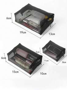 3pcs Transparent Mesh Cosmetic Storage Bags, Multi-Functional Travel Lightweight Portable Organizer, Different Sizes For Sorting Cosmetics And Toiletries Bag, Room Decor, Bags, Makeup Bag, Vanity, Travel, Make Up Bag, Travel Essentials, Organizer, Storage, Travel Essential, Makeup Organizer, Makeup Bags, Toiletry Bag, Desk Organiser, Cosmetic Bag, Makeup Pouch, Make Up Organizer, Vanity Accessories, Make Up Pouch, Make Up Bags,Makeup Bag,Make Up Bag,Makeup Bags,Cosmetic Bag,Makeup Organiser,Travel,Makeup Pouch,Bag,Vanity,Make Up Pouch,Travel Essentials,Pouch Bag,Make Up Bags,Bags,Travel Essential,Vanity Accessories,Small Makeup Bag,Makeup Pouch,Cosmetic Bag,Travel Essential,Large Capacity,Large Makeup Bag,Christmas Gifts,Pouch,Travel,Gifts For Women Travel Essential,Pouch,Clutch / Small Handbag, Makeup Organizer,Makeup Organize,Pouch,Brush Holder,Mini Pouch,Large Capacity Pouch,Gifts For Women,Christmas Gifts,Gift Ideas For Women - Black - View 7