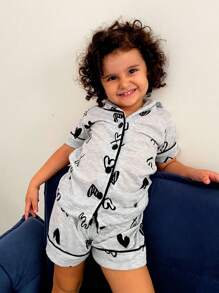 Kit 2 Pijama Infantil De Menina Americano Curto e Longo Criança Short Doll E Pijama Longo Garota Blogueira De Botões Com Gola Várias Estampas Malha Confortável de Dormir