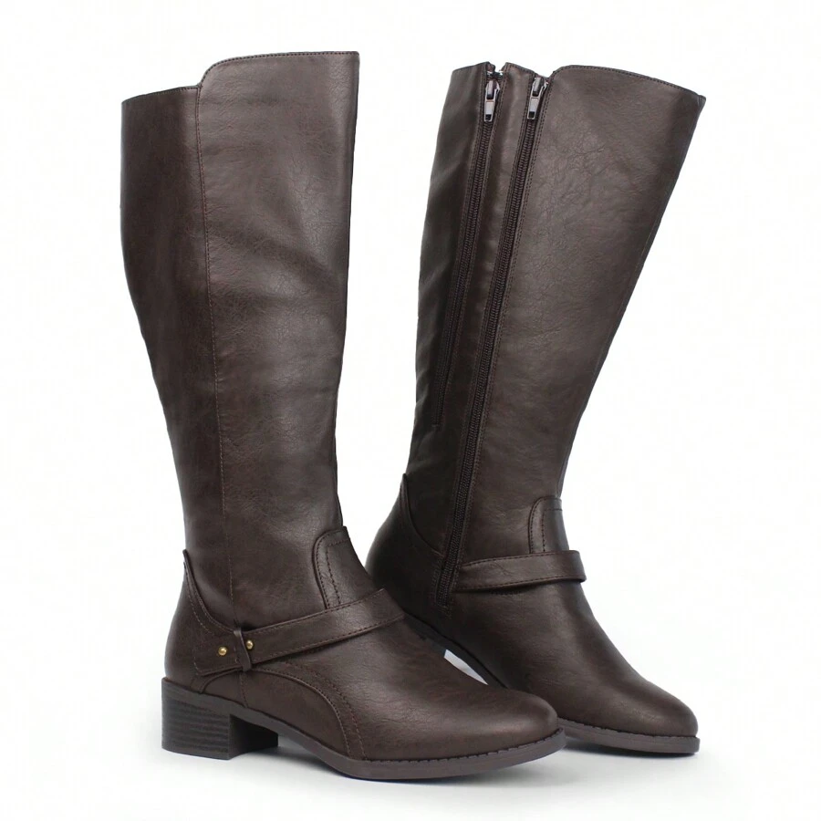 Women Knee-High Boots - Brown - View 1